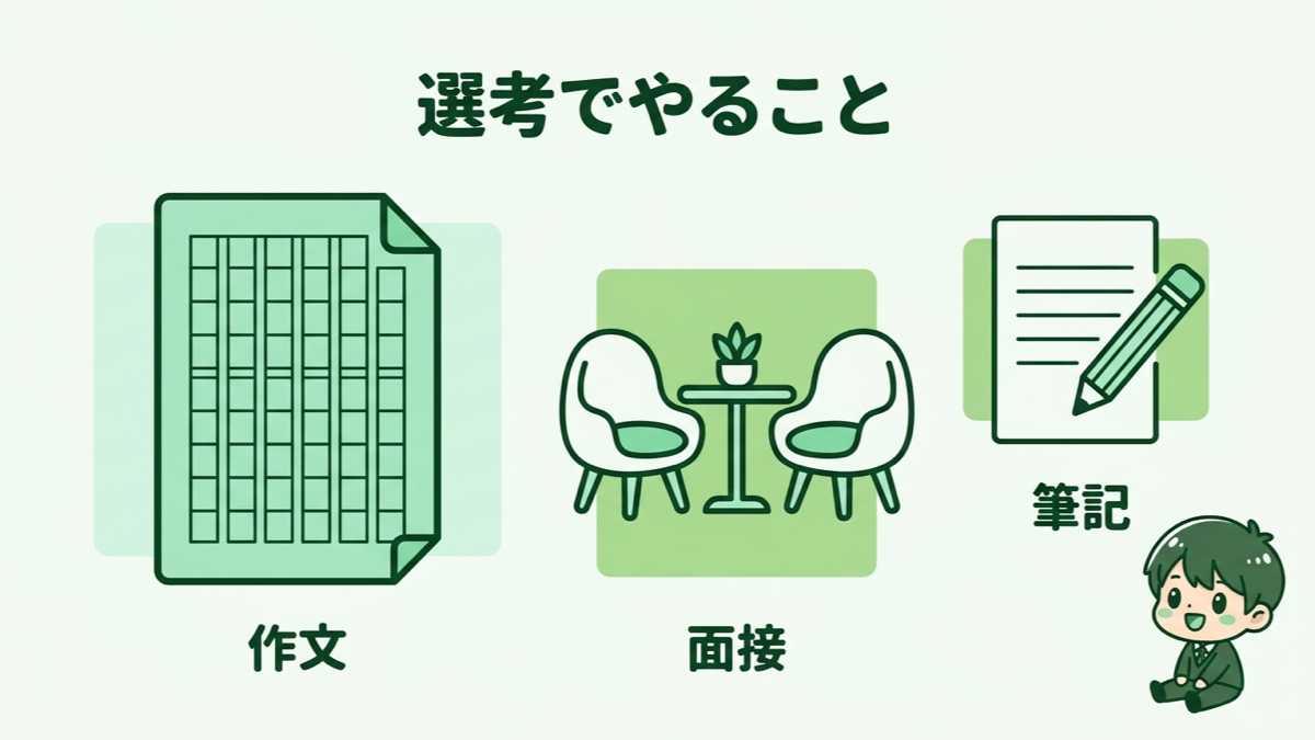 バンタンクリエイターアカデミーの入試、作文・面接・筆記の図解