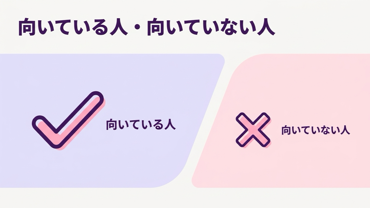 バンタンクリエイターアカデミー高等部に向いている人・向いていない人の図解