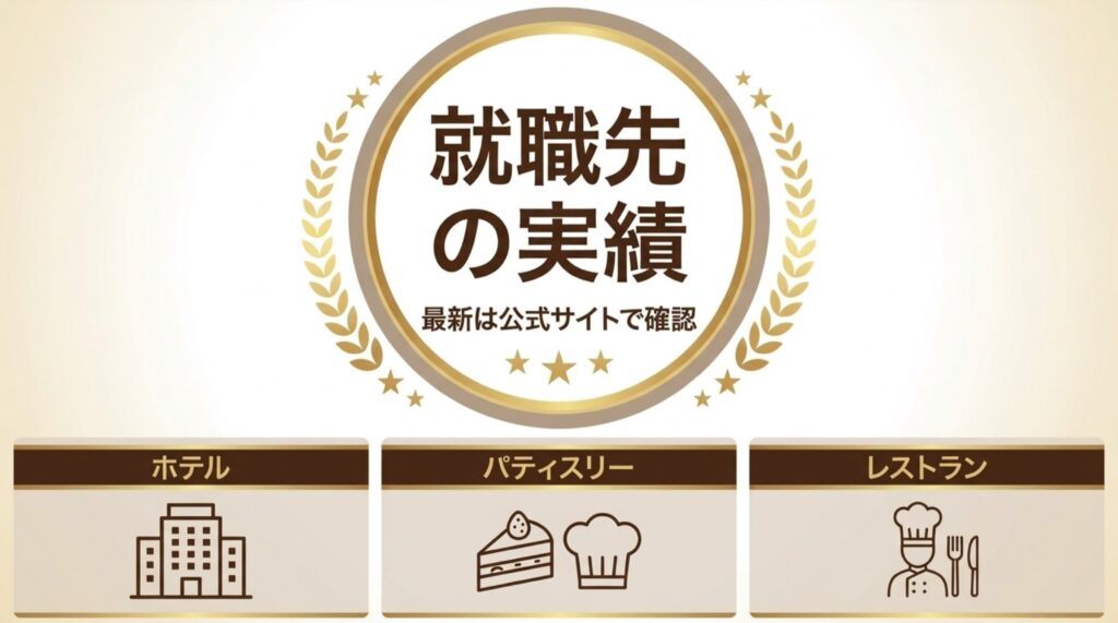 レコールバンタンの主な就職先（ホテル・パティスリー・レストラン）を示した図